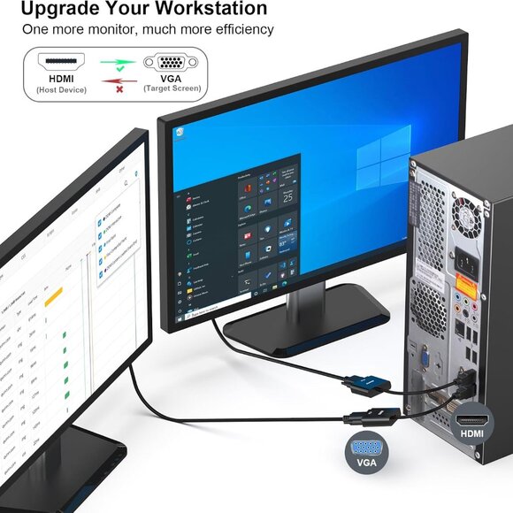 HDMI to VGA, Gold-Plated Adapter Male to Female for Computer, Desktop, Laptop, P - Picture 7 of 7